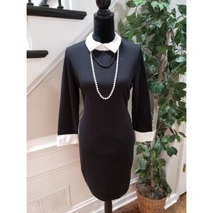Venus Women's Black Polyester Collared Long Sleeve Casual Knee Length Dress 12